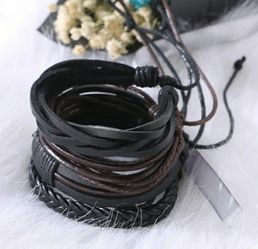  Men's Leather Bracelet Set