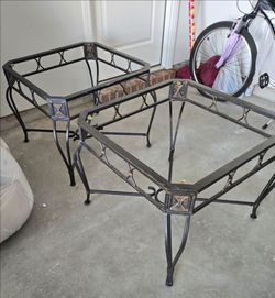 2 Brass End Tables w/glass