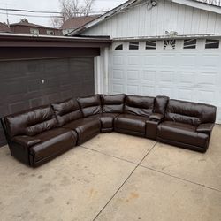 Free Delivery 🚚 – Power Reclining Leather Sectional Sofa Couch – Dark Brown
