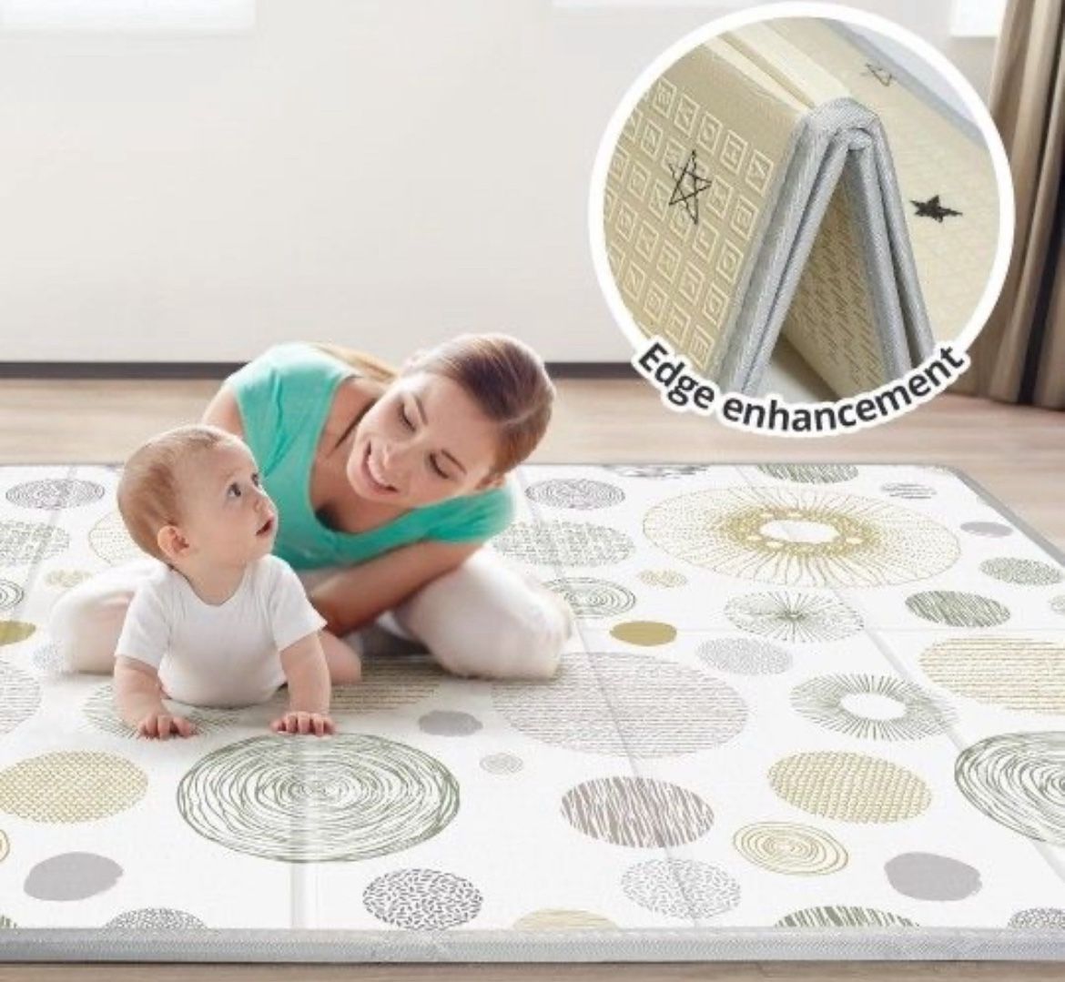 Baby Play Mat 79x71x0.6 Inches, Extra Large Baby Foldable Play XPE Foam Mat, Reversible Crawling Mat for Baby, Waterproof, Safe & Thick Playmats