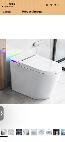 Smart Toilet with Bidet Built In, Heated Seat, Warm Water & Air Dryer, One-piece Tankless Bidet Toilet with Foot Sensor & Night Light, Auto Open/Close