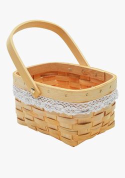 Country Woven Decorative Basket with White Lace Trim