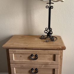 Wooden chest of drawers with metal handles