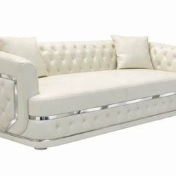 Brand NEW Designer Loveseat Faux Material White