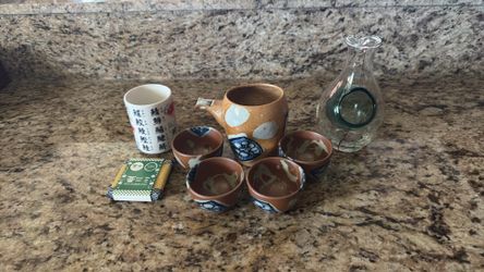Hot sake set tea cup coaster cold sake dispenser