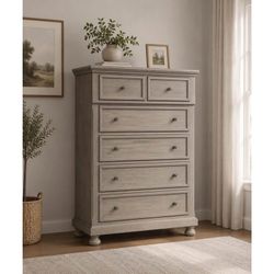 NEW Charlton Home Fitima 5 Drawer Chest – Gray Wood Finish - $800 Retail - Delivery Available