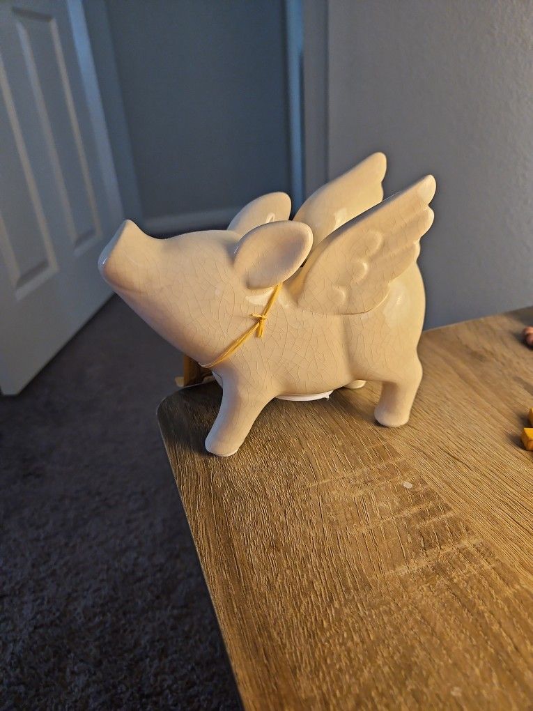 White Piggy Bank When Pigs Fly