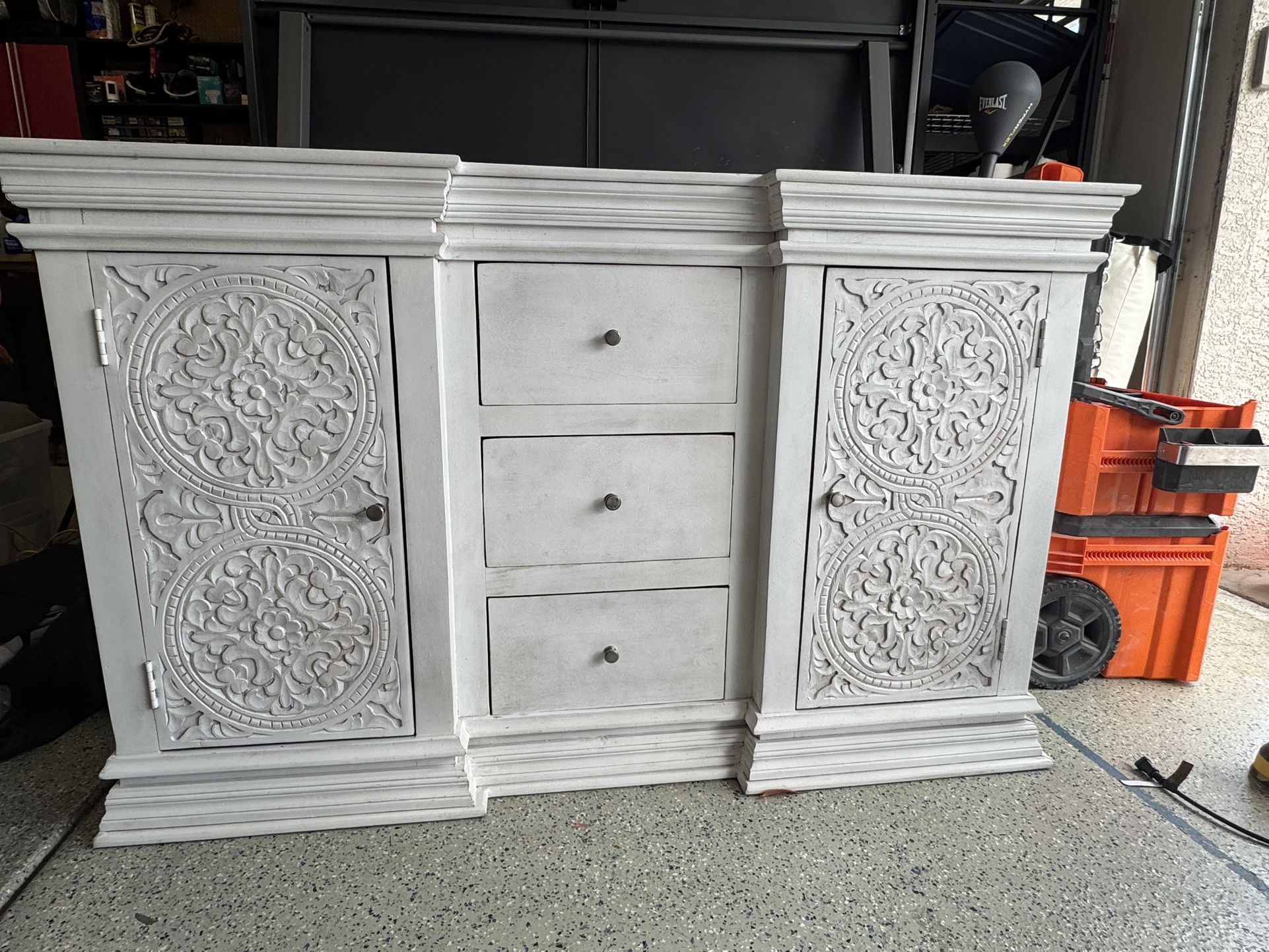 Beautiful Carved Farm House Hutch