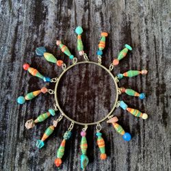 Rainbow Color Dangling Bangle Bracelet 