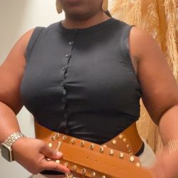 Cognac Studded Wide Belt