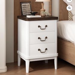 Wnutrees Farmhouse Nightstand with 3 Drawers