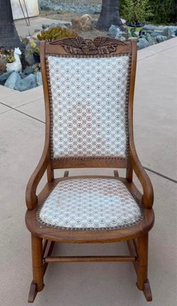 Vintage Rocking Chair Eagle Carving Design