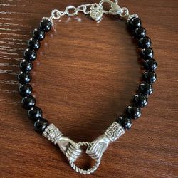 Brighton, Loving Hands, Onyx Beaded  Bracelet