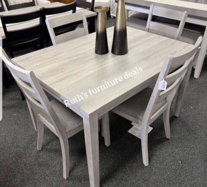 5-pc Dining Table Set Light Gray