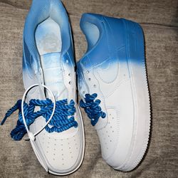 Custom Two-Tone White & Blue AF1’s W/ Rope Laces