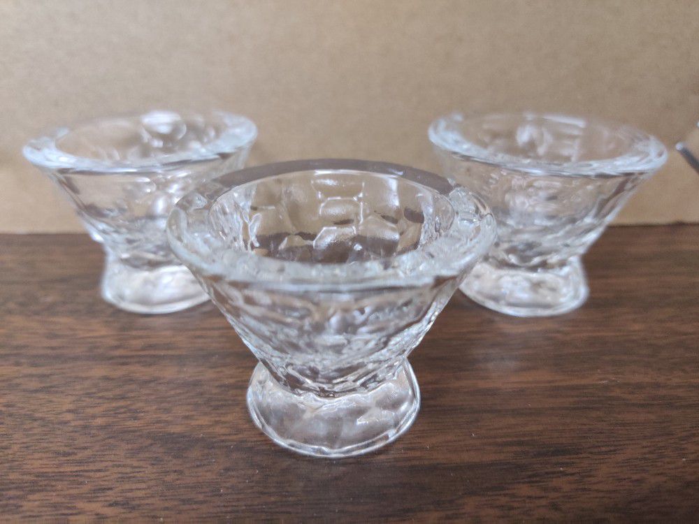 (3) Small Glass Candle Holders For $1 Total 