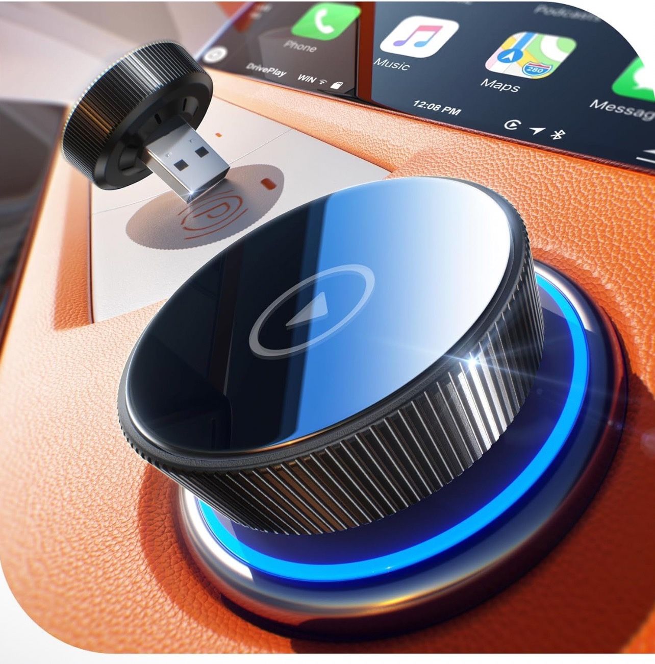 Wireless Carplay Adapter, 60% Smaller, 3X Auto-Connect, No Latency, Plug&Play, Bluetooth&WiFi, for Apple Carplay Wireless Adapter, Mini Dongle for iPh
