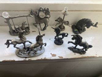 Pewter Unicorns Lion And A Hawk