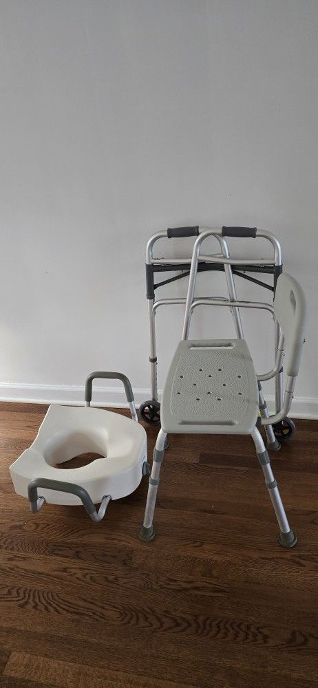 walker, shower chair, raised toilet seat