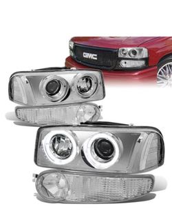 LA Zona Auto Parts 01 To 06 GMC Sierra Yukon Denali ONLY LED DRL Headlights Luces Micas Calaveras Faros Focos Luz Light Lid
