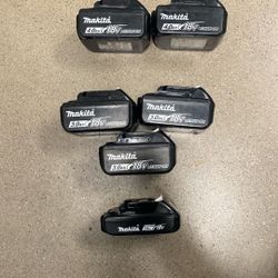 6  MAKITA 18V Lithium Ion BATTERIES 
