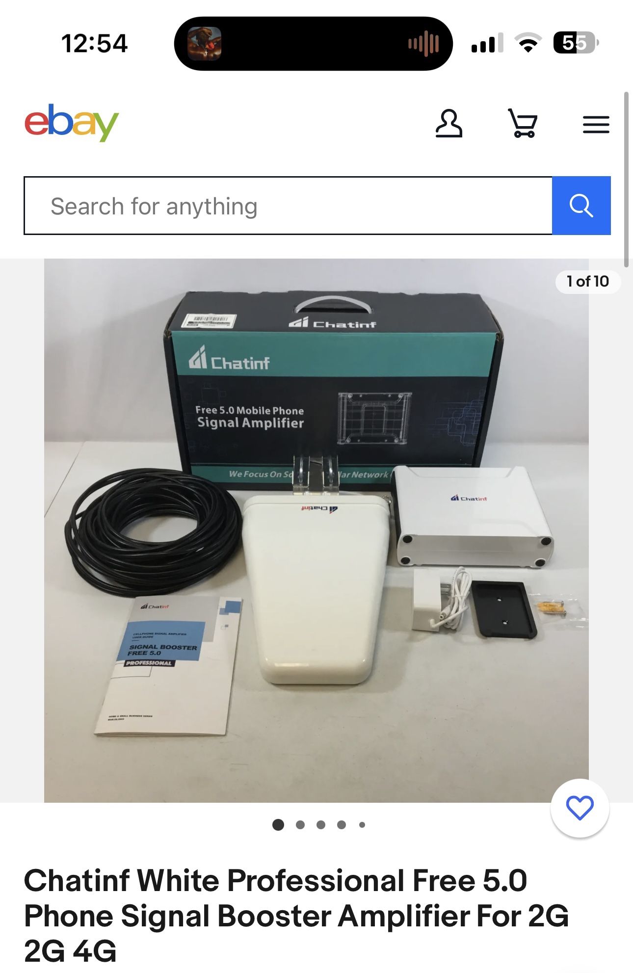 Chatinf White Professional Free 5.0 Phone Signal Booster Amplifier For 2G-4G New In Box.