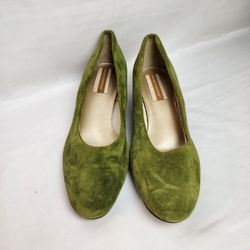 Hush Puppies womens slip on dress shoes green suede size 8M. 