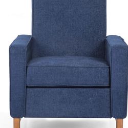 Brand New Christopher Knight Home Helmville CLUB CHAIR, Navy Blue + Dark Walnut