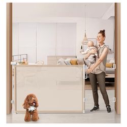 76'' Retractable Baby Gate Extra Wide, Mesh Long Dog Gate for Wide Openings, Indoor Outdoor