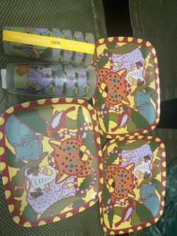 Kids Jungle Plastic Plates And Cups