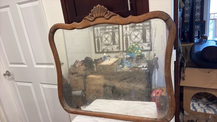 Vintage Wood Framed Wall Mirror