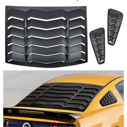 Rear & Side Window Louvers for Ford Mustang 2005-2014, Lambo Style ABS Sun Shade Cover, Custom Fit Matte Black, GT Style