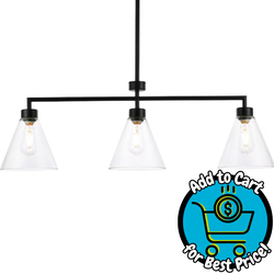 Elegant Lighting Living District LD2502BK Mera 3 Light 38 inch Black Linear Pendant Ceiling Light