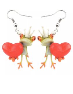 Frogs in Love dangle earrings