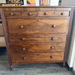 Antique Beautiful Deep Deep Drawers Amazing Barrelwood Solid Walnut Dresser 