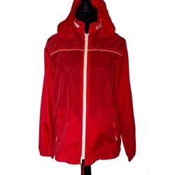 Vintage JC Penney Windsor Bay Red Jacket with White Zipper Size Large