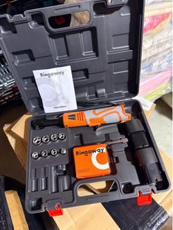 3/8" Extended Cordless Ratchet Wrench Set, 45 ft-Lbs(61N.m) 600 RPM,18V Long Neck Power Ratchet Kit w/ 2x2.0Ah Battery, 9 Sockets, LED Light,