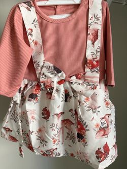 Girls Woodland Animal Suspender Skirt Set