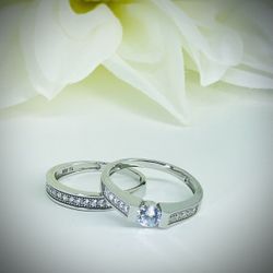 Wedding Set Rings CZ Silver 925