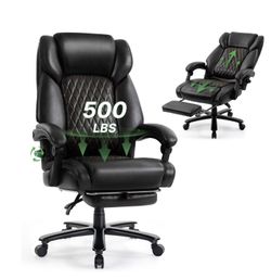 NEW - High Back Leather Office Chair, Reclining, Adjustable Lumbar Support