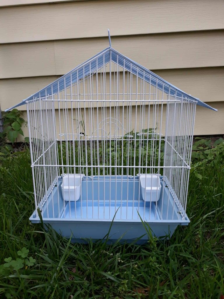 Bird Cage With Swing, Food And Water Dish, And 2 Perch Sticks