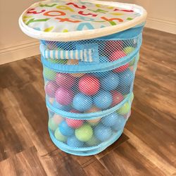 154 Colorful Plastic Balls Pit Balls with IKEA  mesh toy storage basket