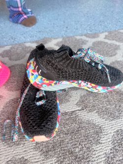 Black Knit Sneakers with Multicolor Sole