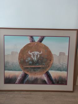 Native American Large Oil Painting 61"X49"