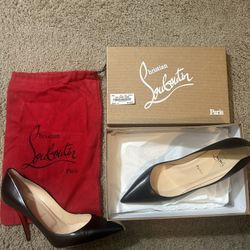 Christian Louboutin Apostrophy Pointy Pump 100 nappa Shiny Leather Shoes