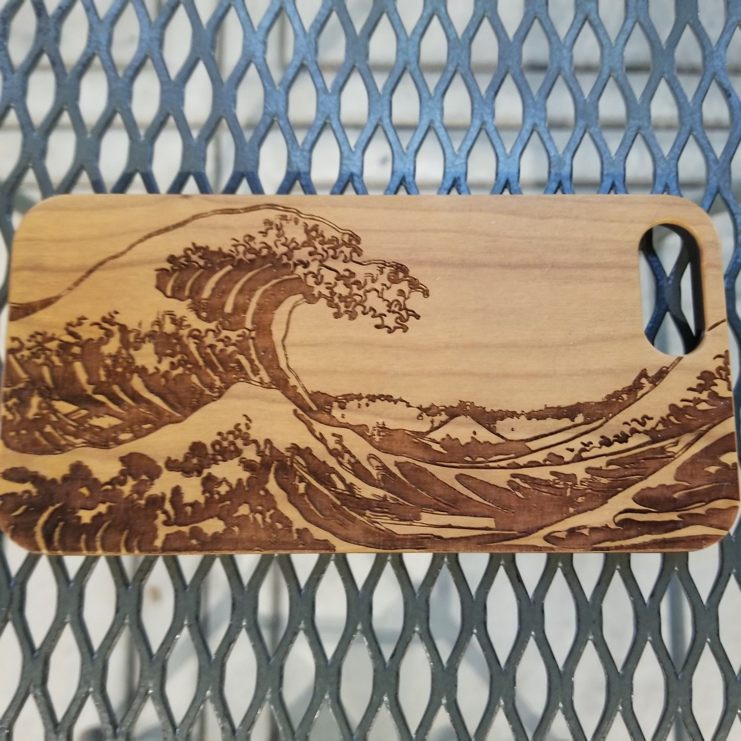 Wave of Kanagawa design laser engraved wood case for iPhone and Samsung Galaxy