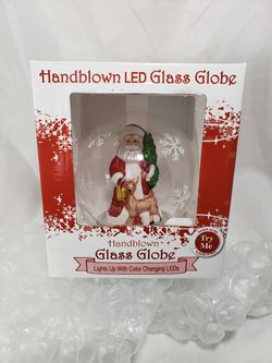 Handblown LED Glass Globe - Lights up with color changing LED's - Santa Clause