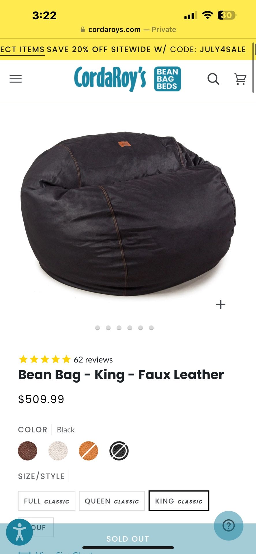 XL Cordaroy Bean Bag / Mattress 