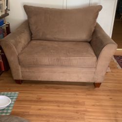 Velvety-Suede Light Brown Oversized Chair/Loveseat