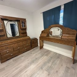 Bed Frame And Dresser With Mirror 